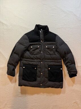 Armani Exchange Jacket Mens XXL Black Puffer Pockets Elbow Patches Full Zip